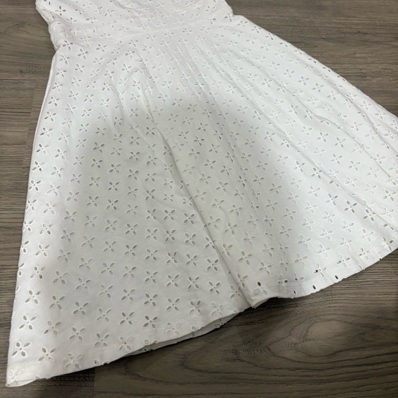 Ann Taylor LOFT White Eyelet A-Line Sleeveless Dress Sz 0 Bridal Floral Summer - Picture 10 of 15